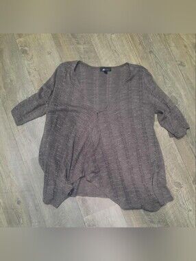 AB Studio Brown Knit Open-Front Top Cardigan